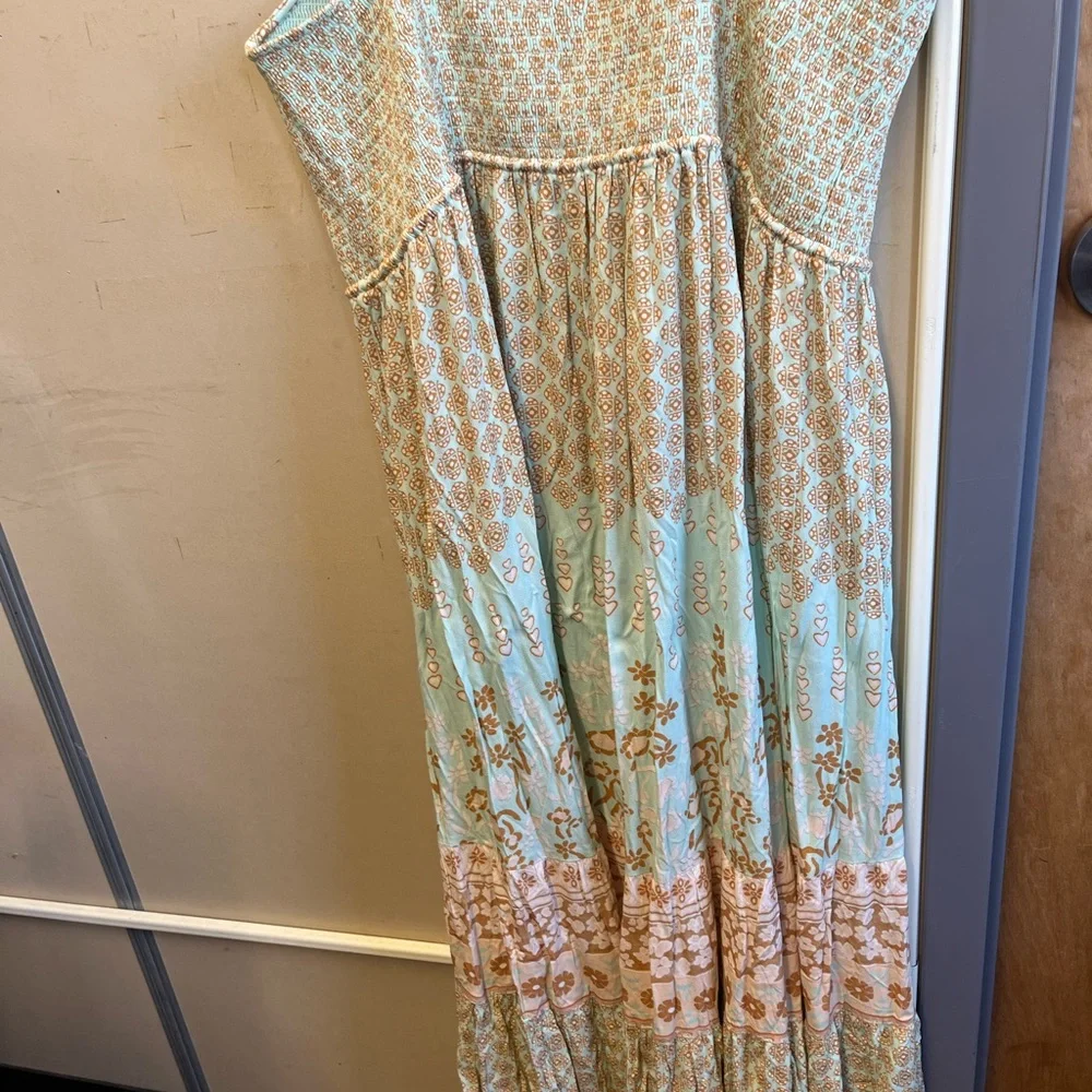 Spell full length Maxi Dress - Blue and Cream Pattern 3XL NWOT - Picture 10 of 13